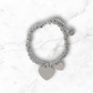 Bracciale Stile Nodini in Acciaio Inox Argento con Doppio Cuore Pendente